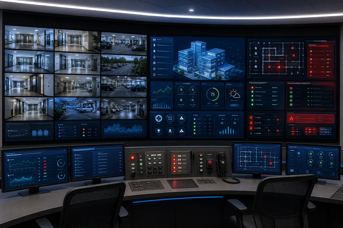 Integrated security and building management control room
